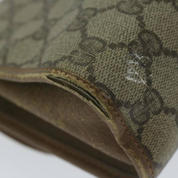 GUCCI GG Canvas Web Sherry Line Clutch Bag PVC Beige Green Red Auth 64005 - Picture 9 of 16